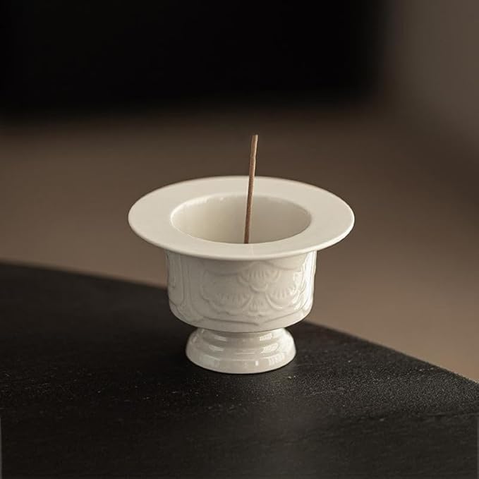 Incense Holder Modern Minimalist Circular Incense Stick Burner for Cones or Sticks for Yoga & Meditation, Enhance Atmosphere,Ceramic Ash Catcher White-5