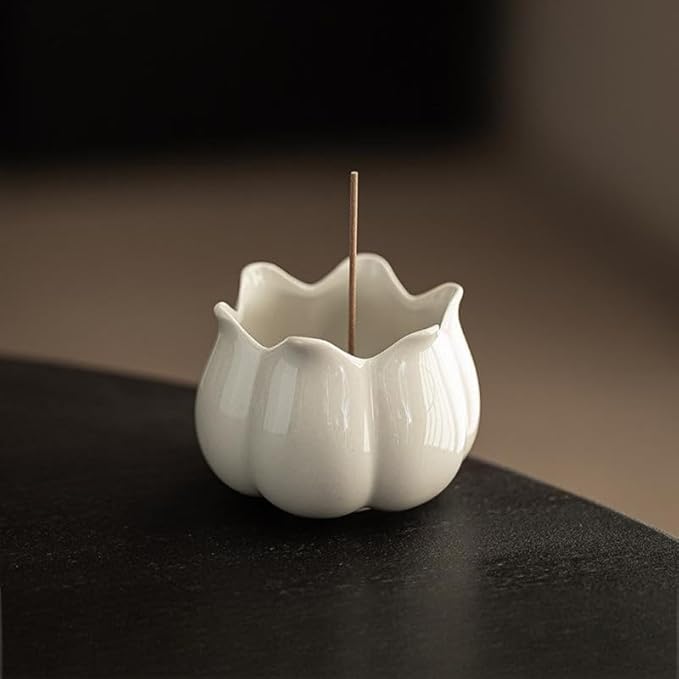 Incense Holder Modern Minimalist Circular Incense Stick Burner for Cones or Sticks for Yoga & Meditation, Enhance Atmosphere,Ceramic Ash Catcher White-8