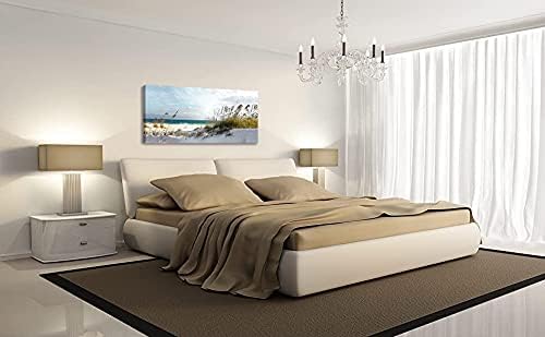 Beach Ocean Decor Wall Art Pictures for Bedroom Living Room Office Beach Wall Decor Ocean Decorations Framed Bathroom Paintings Canvas Wall Art Sunshine Sea Waves Artwork 24"X48"…