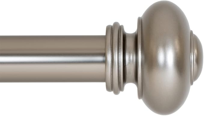 Ivilon Drapery Window Curtain Rod - Knob Design, 1 Inch Rod, 16 to 28 Inch (Side Curtain Rod), Satin Nickel