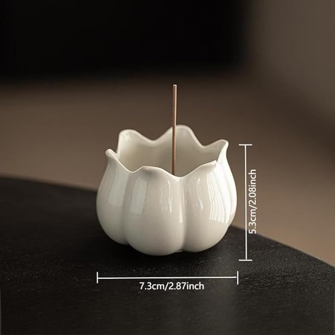 Incense Holder Modern Minimalist Circular Incense Stick Burner for Cones or Sticks for Yoga & Meditation, Enhance Atmosphere,Ceramic Ash Catcher White-8