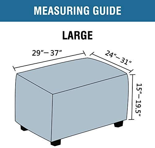 H.VERSAILTEX Real Velvet Plush 1 Piece Form Fit Stretch Rectangle Folding Storage Covers Ottoman Slipcovers Removable Footstool Protect Footrest Covers Elastic Bottom Washable(Large, Stone Blue)