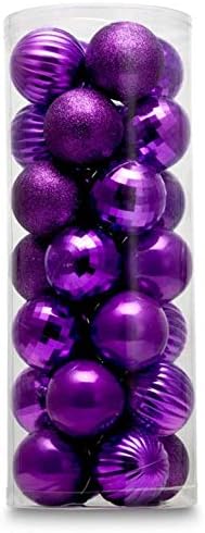 28ct Shatterproof Christmas Ball Ornaments in 4 Classic Finishes for Christmas Tree Decoration (Purple, 2.36“ Regular Size)