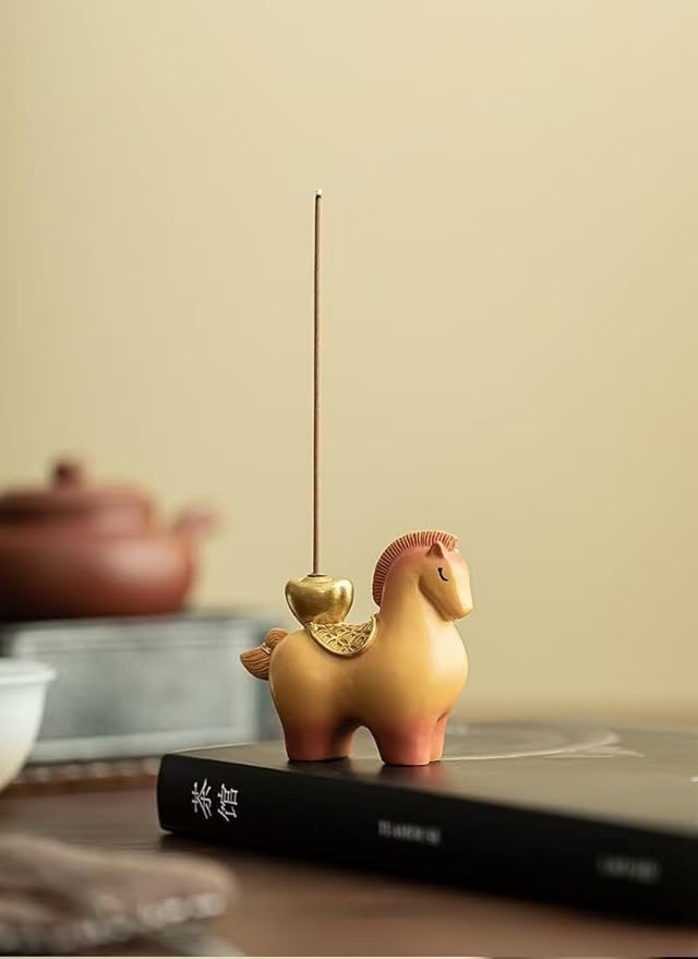 1pcs Money Coming Incense Holder, Chinese Style Auspicious Luck Ceramic Incense Burner for Home & Desk, Zen Meditation Altar Decor for Office, Tea Table, Mindful Gift Idea