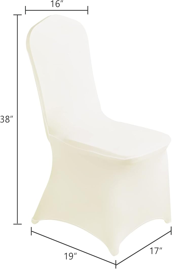 SuperO Waterproof Spandex Chair Cover 25PCS, Stretch Dining Chair Covers, Polyester Outdoor Chair Covers, Protector Stretch Chair Cover for Party Universal, Banquet, Wedding Event, Hotel(Ivory)