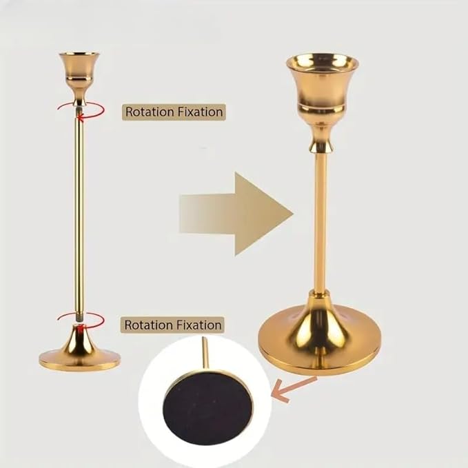 Rose Gold Taper Candle Holders Set of 3 – Metal Candlestick Holders for Table Centerpiece, Modern Vintage Décor for Wedding, Mantel, Dining Room, Home & Housewarming Gifts