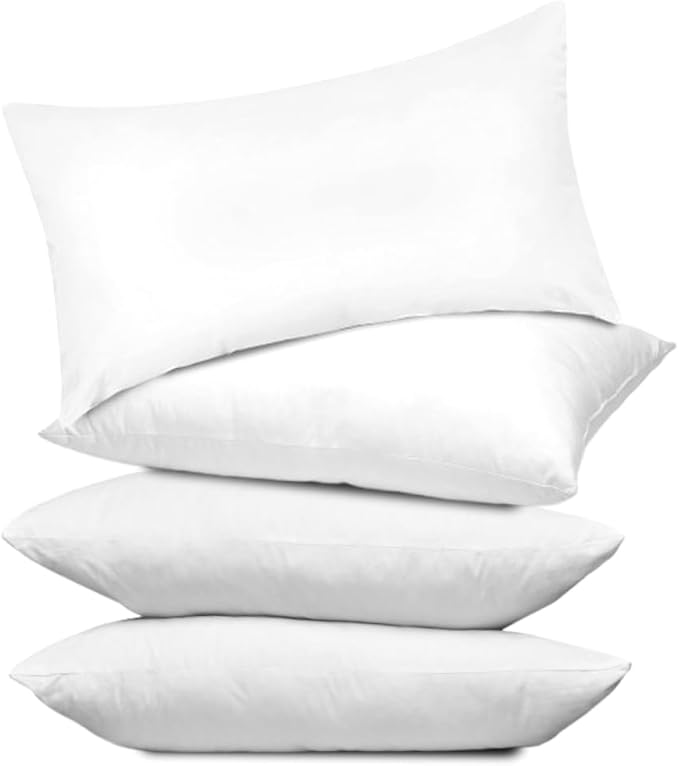 Covers & All Premium Rectangle ThrowPillow Inserts with Covers Set of 4, 20 x 26 Inches White, Decorative Cushions for Couch Sofa Home Decor Office Travel UV Resistant Waterproof Soft Cushions Pillows