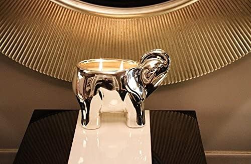 Luxury Elephant Scented Candle – Large 28oz Jar with Soy Wax Blend & 2 Cotton Wicks – Long Burn Time 180–240 Hours – Fall Candles, Fall Scented Candles, Soy Candle for Home & Holiday Décor (Gold)