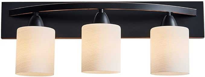 ANJIADENGSHI Bathroom Vanity Light Fixtures, Oil Rubbed Bronze Wall Mount Lighting, Modern Wall Sconce with White Glass Shade, Bathroom Lights Over Mirror