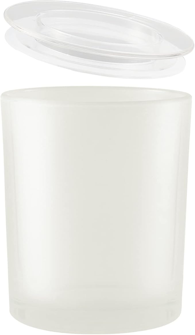 CandMak Frosted Glass Candle Jars, 20 Pack 6 OZ, Bulk with Clear Lids for Candle Making