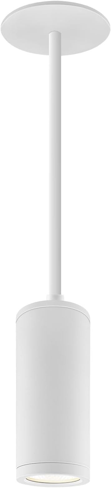 LUXRITE 2.5-Inch LED Cylinder Pendant Light with 8FT Surface Mount Cable, 5CCT 2700K-5000K Selectable, CRI90, 1100LM, 15W, TRIAC/0-10V Dimmable, Universal Voltage 120V-277V, IC Rated ETL, White Finish