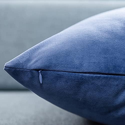 JUSPURBET Decorative Pillow Covers Set of 2 Velvet 26x26 Throw Pillow Covers for Couch Sofa Bed Soft Cushion Covers Cases with Hidden Zipper for Living Room Home Decor,Blue
