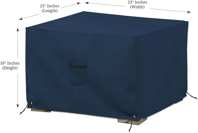 Covers & All Outdoor Ottoman Cover, 12 Oz PVC Polyester, Waterproof Ottoman Slipcover Resists Tear and UV, Square Patio Furniture Covers for Indoor/Outdoor Use (23"L x 23"W x 18"H, Blue)