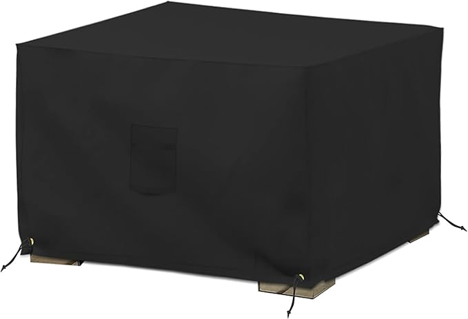Covers & All Outdoor Ottoman Cover, 12 Oz PVC Polyester, Waterproof Ottoman Slipcover Resists Tear and UV, Square Patio Furniture Cover for Indoor/Outdoor Use (36"L x 36"W x 12"H, Black )