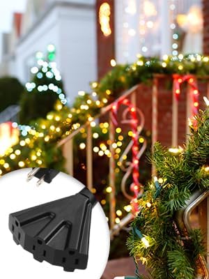 DEWENWILS 6FT Outdoor Extension Cord,Christmas Tri-Tap Extension Cord Splitter, 3 Outlet 16/3 SJTW Power Cable for Landscape Lighting Halloween String Lights, 13A/125V/1625W, ETL Listed, Black, 2 Pack