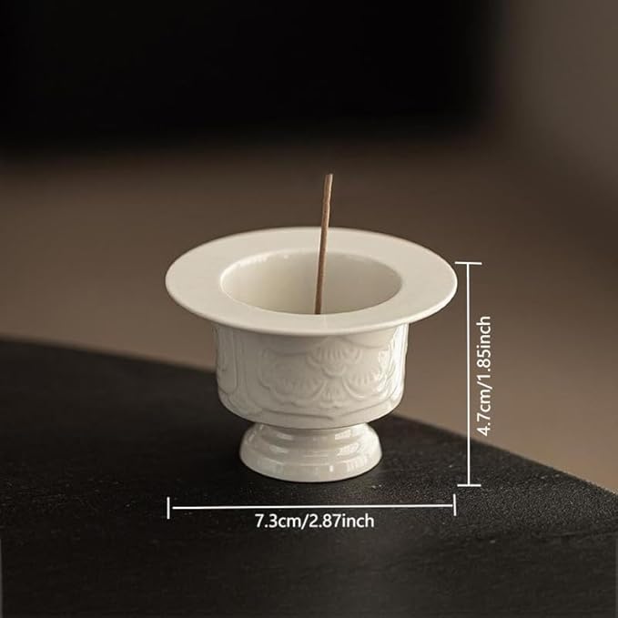 Incense Holder Modern Minimalist Circular Incense Stick Burner for Cones or Sticks for Yoga & Meditation, Enhance Atmosphere,Ceramic Ash Catcher White-5