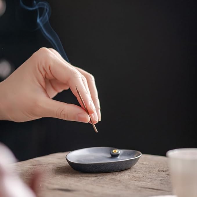 Incense Holder Modern Minimalist Circular Incense Stick Burner for Cones or Sticks for Yoga & Meditation, Enhance Atmosphere,Ceramic Ash Catcher White-1