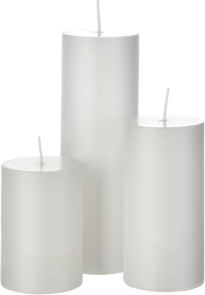 Shihanee 240 Pcs Pillar Candles and Glass Cylinder Vases Clear Cylinder Holders for Slim Pillar Candles Table Decoration (White)