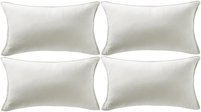 Fancy Homi 2 Packs Ivory Long Lumbar Decorative Throw Pillow Covers 12x24 Inch for Living Room Couch Bed Sofa, Modern Boho Home Decor, Soft Faux Suede Solid Rectangle Accent Cushion Case 30x60 cm