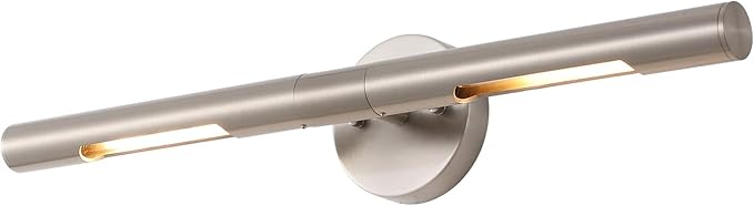 Brushed Nickel Picture Light 24 inches Modern Wall Sconce with Cylinder Metal Shades Rotatable 360°Indoor Wall Lighting Fixture Bathroom Vanity Light Bedroom Living Room