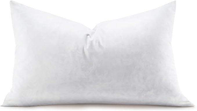 Feather Rectangle Lumbar Pillow Insert, Soft Fluffy 12 x 24 Inches Decorative Throw Pillow Insert for Bed, Couch and Cushion