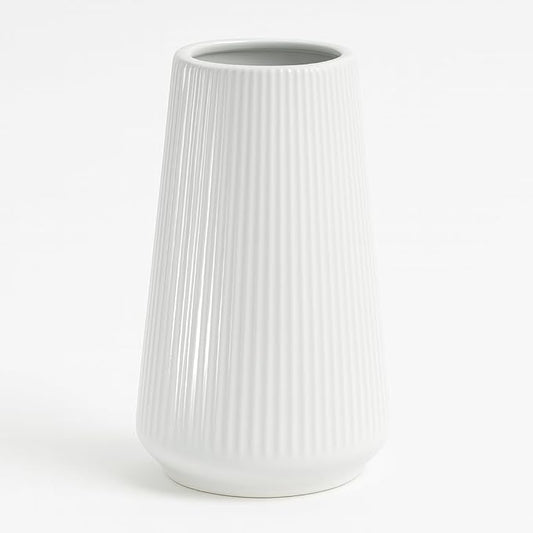 White Ceramic Vase – Frosted Elegant Flower Vase for Pampas Grass, Dried or Fresh Flowers, Modern Minimalist Farmhouse Home Decor for Living Room, Dining Table, Wedding Centerpiece