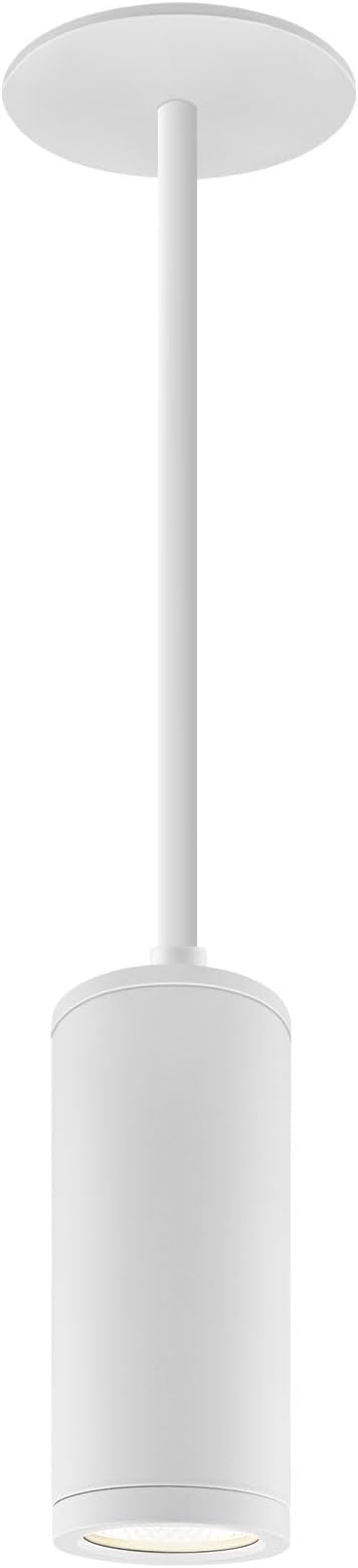 LUXRITE 2.5-Inch LED Cylinder Pendant Light with 1FT Surface Mount Cable, 5CCT 2700K-5000K Selectable, CRI90, 1100LM, 15W, TRIAC/0-10V Dimmable, Universal Voltage 120V-277V, IC Rated ETL, White Finish