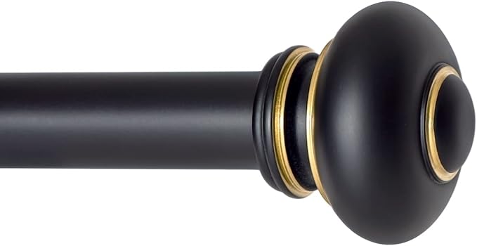 Ivilon Drapery Window Curtain Rod - Knob Design, 1 Inch Rod, 28 to 48 Inch. Antique Black