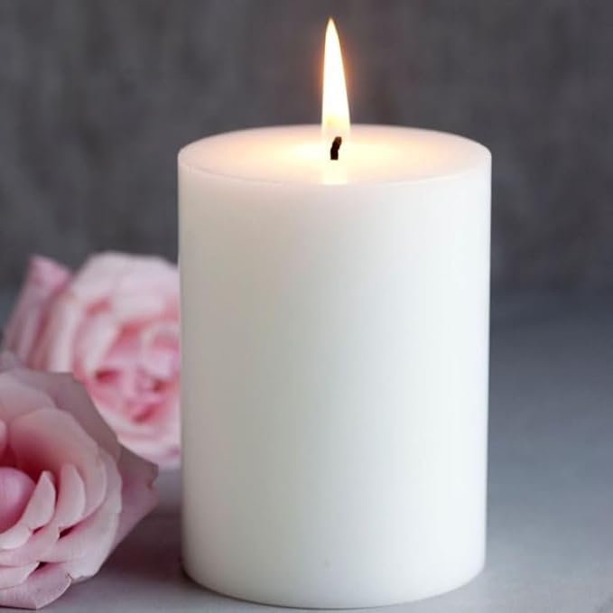 CW Studio 6 Pack 2.8x4 Inch White Unscented Pillar Candles – Long 44 Hour Burn, Smokeless & Dripless – Premium Wax with Cotton Wick – Perfect for Weddings, Events, Home, Rustic & Elegant Décor