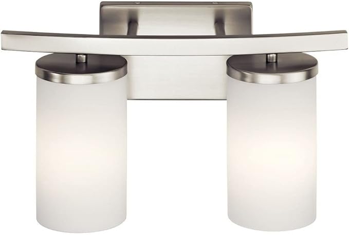 KICHLER Crosby 15" 2 Light Vanity Light Satin Etched Cased Opal Chrome