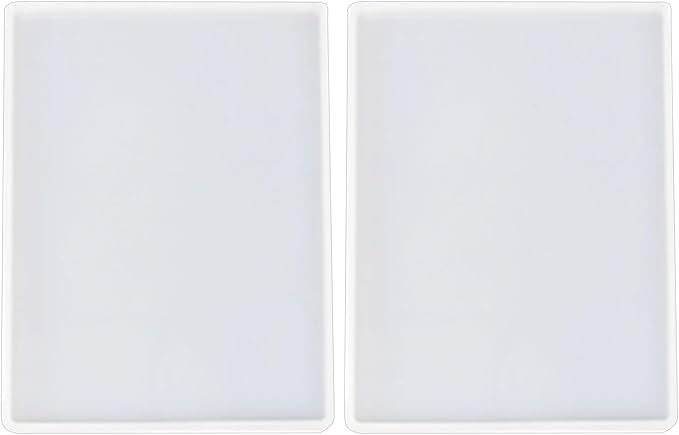 2pcs 7x5 inch Resin Tray Molds, Rectangle Silicone Molds, Flat Concrete Molds Resin Epoxy Silicone Board Molds for Resin Epoxy DIY, White