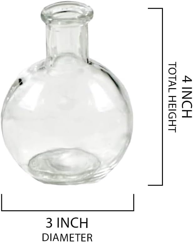 Serene Spaces Living Set of 36 Clear Ball Bud Vases, Transparent Glass Vases for Weddings, Events, Parties, Floral Centerpieces for Home Decor, Measures 4" Tall