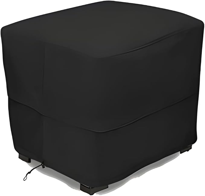 Eevelle Patio Rectangular Ottoman Cover with Marine Grade Fabric - Waterproof Outdoor Ottoman Cover - Furniture Set Covers for Ottoman - Easy to Install - (17" H x 48" L x 25" W, Black)