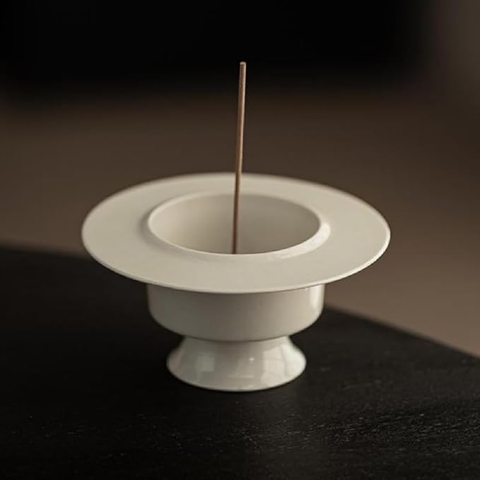 Incense Holder Modern Minimalist Circular Incense Stick Burner for Cones or Sticks for Yoga & Meditation, Enhance Atmosphere,Ceramic Ash Catcher White-4