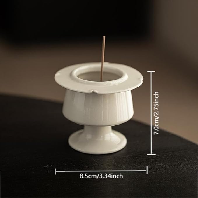 Incense Holder Modern Minimalist Circular Incense Stick Burner for Cones or Sticks for Yoga & Meditation, Enhance Atmosphere,Ceramic Ash Catcher White-2