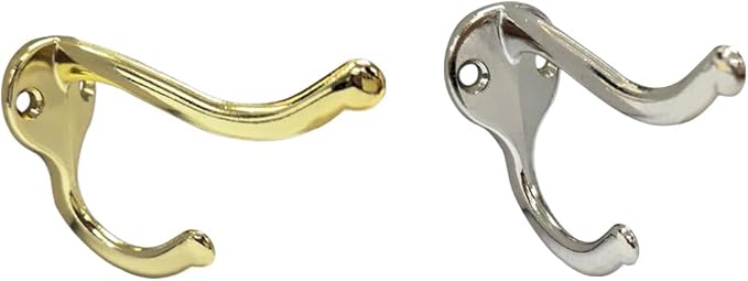 QCAA Coat Hat Hook, Heavy Duty for Wall Hanging, Zinc Die Cast, Brass Plated, Made in Taiwan, 12 Pack