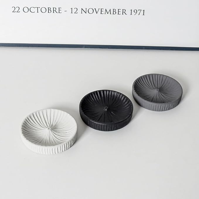 Incense Holder Modern Minimalist Circular Incense Stick Burner for Cones or Sticks for Yoga & Meditation, Enhance Atmosphere,Ceramic Ash Catcher Black