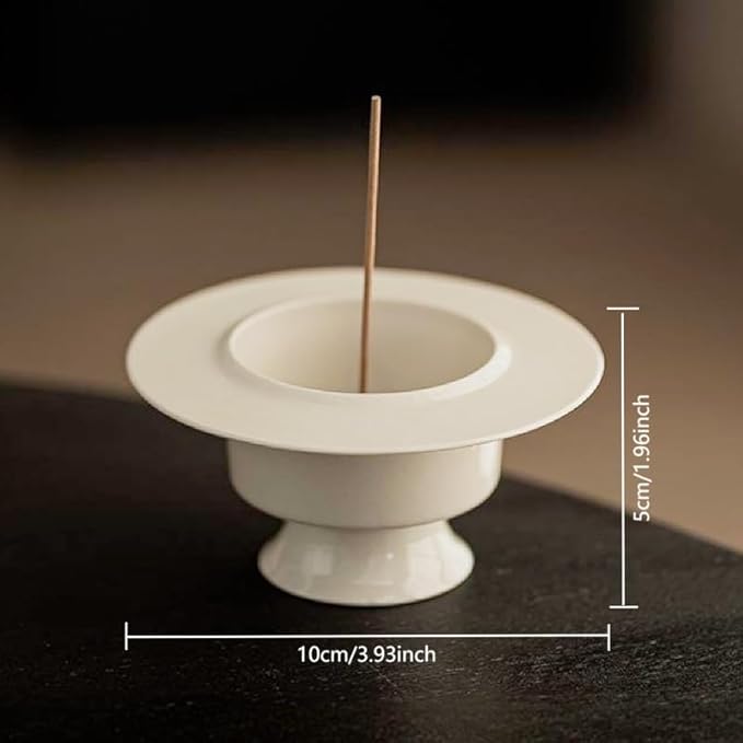 Incense Holder Modern Minimalist Circular Incense Stick Burner for Cones or Sticks for Yoga & Meditation, Enhance Atmosphere,Ceramic Ash Catcher White-4