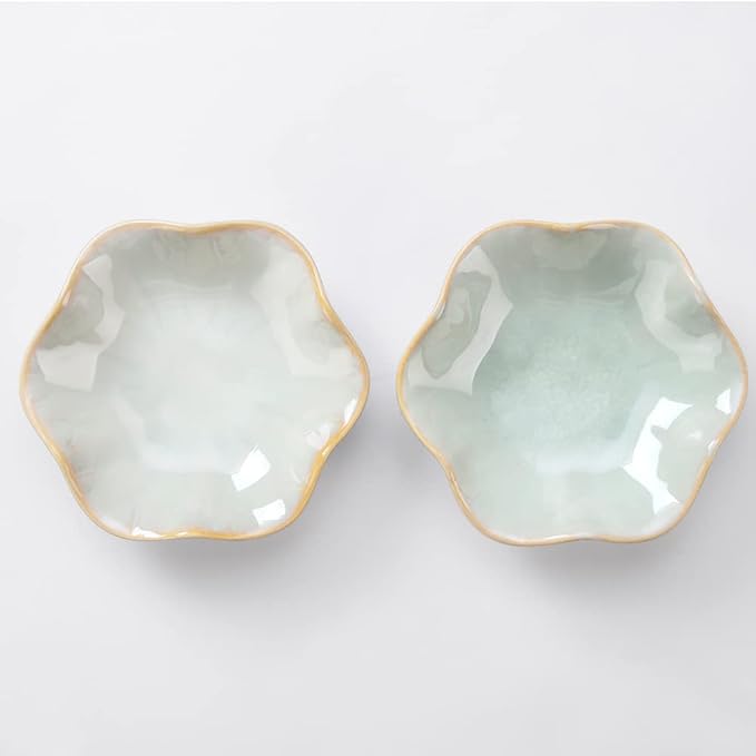 2PCS Lotus Leaf Shape Ring Holder Dish, Small Key Bowl, Ceramic Trinket Tray Jewelry Dish Organizing Necklace Earrings for Mom Friend Sister, All Jewelries Are NOT Included, Light Green.…