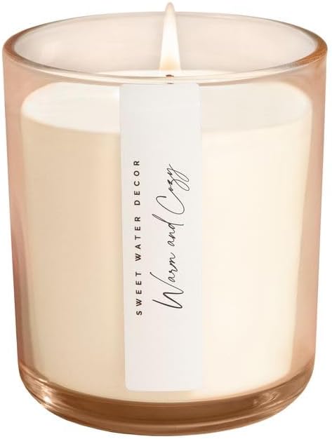 Sweet Water Decor Warm and Cozy Candle - Pine Cinnamon & Fir Winter Scented Soy Candles for Home - 12oz Sandstone Jar, 50+ Hour Burn Time, Made in The USA