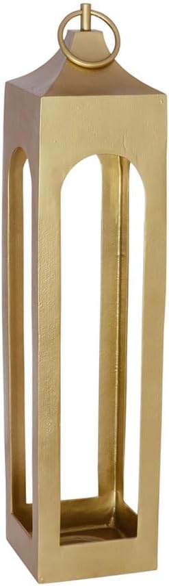 CG Hunter Large Brass Lantern, Rustic Metal Decorative Lantern, Candle Holder for Indoor & Outdoor, Home Decor for Patio, Garden & Tabletop, Hanging Lantern for Parties & Weddings