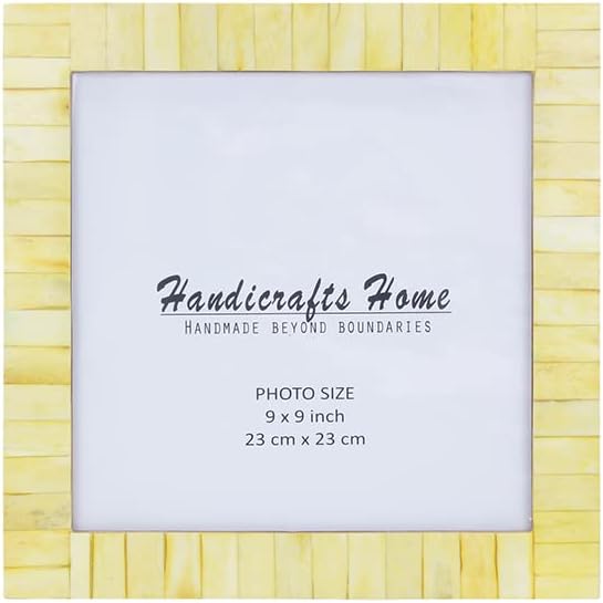 Handicrafts Home 9x9 Poster Frame - Yellow Bone Inlay Classic Collection Wall Mount Decorative Picture Frame for Posters, Photos, Diplomas, Certificates, Art Work - Handmade Vintage Home Decor Gift