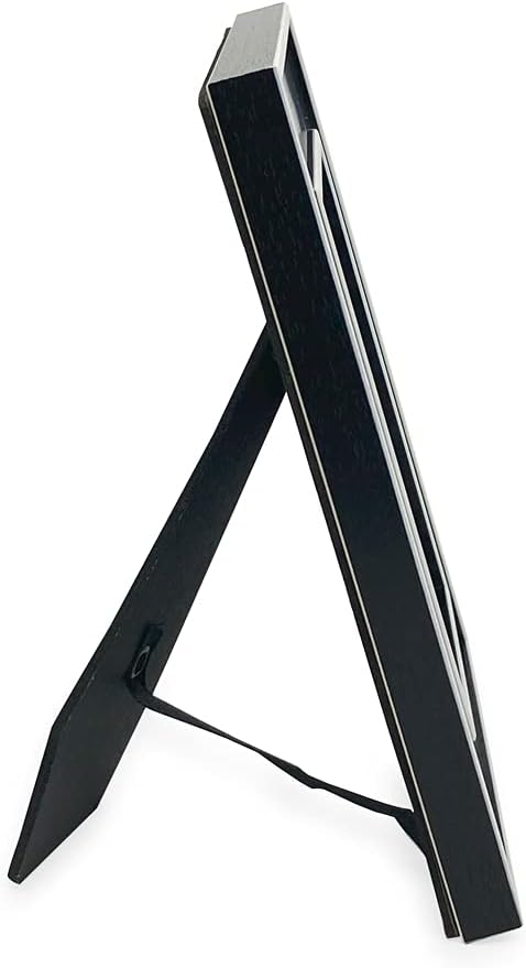 Isaac Jacobs 4x6 Black w/White (Vertical & Horizontal) Double Border Picture Frame w/Black Fabric Easel, Wall-Mountable, Made for Tabletop & Gallery, Home or Office (4x6, Black W/White)