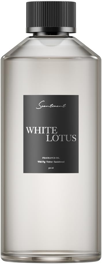 Scentiment Diffuser Oil - White Lotus | Aromatherapy Home Fragrance | Inspired by 5-Star Hotels | Luxurious Scent with Notes of Wild Fig, Vetiver, Almond, Sandalwood (500 mL)