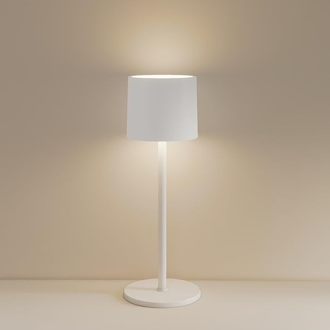 Cordless Table Lamp, Portable LED Desk Lamps, 2 Adjustable Height, 4400mAh Battery Powered Rechargeable Light, 3 Color Stepless Dimming Up,for Restaurant, Bedroom, Outdoor Camping (White)