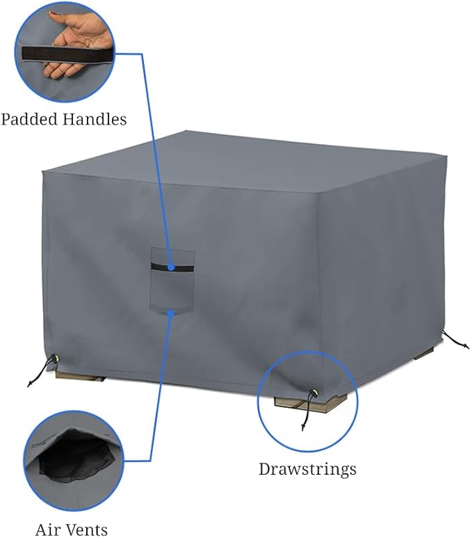 Covers & All Waterproof Ottoman Cover, 12 Oz PVC Coated Polyester, Outdoor Ottoman Slipcover, Square Patio Furniture Covers Suitable for Indoor and Outdoor Use (30" L x 30" W x 18" H, Gray)