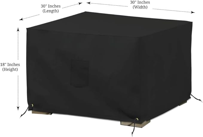 Covers & All Outdoor Ottoman Cover, 12 Oz PVC Polyester, Waterproof Ottoman Slipcover Resists Tear and UV, Square Patio Furniture Covers for Indoor/Outdoor Use (30" L x 30" W x 18" H, Blue)