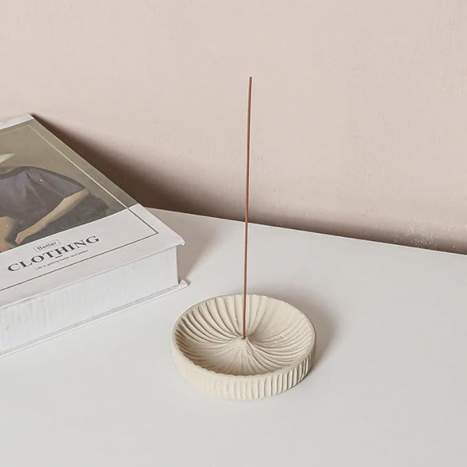 Incense Holder Modern Minimalist Circular Incense Stick Burner for Cones or Sticks for Yoga & Meditation, Enhance Atmosphere,Ceramic Ash Catcher Pink
