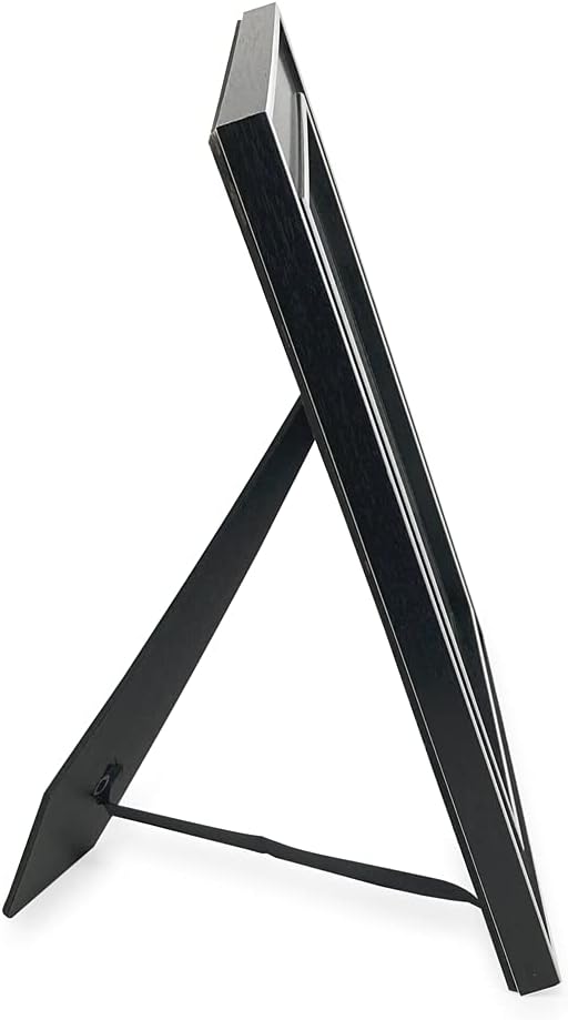 Isaac Jacobs 8x10 Black w/White (Vertical & Horizontal) Double Border Picture Frame w/Black Fabric Easel, Wall-Mountable, Made for Tabletop & Gallery, Home or Office (8x10, Black W/White)