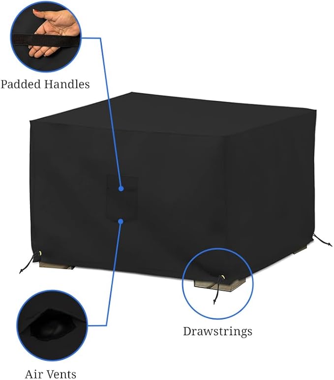 Covers & All Outdoor Ottoman Cover, 12 Oz PVC Polyester, Waterproof Ottoman Slipcover Resists Tear and UV, Square Patio Furniture Cover for Indoor/Outdoor Use (36"L x 36"W x 12"H, Black )